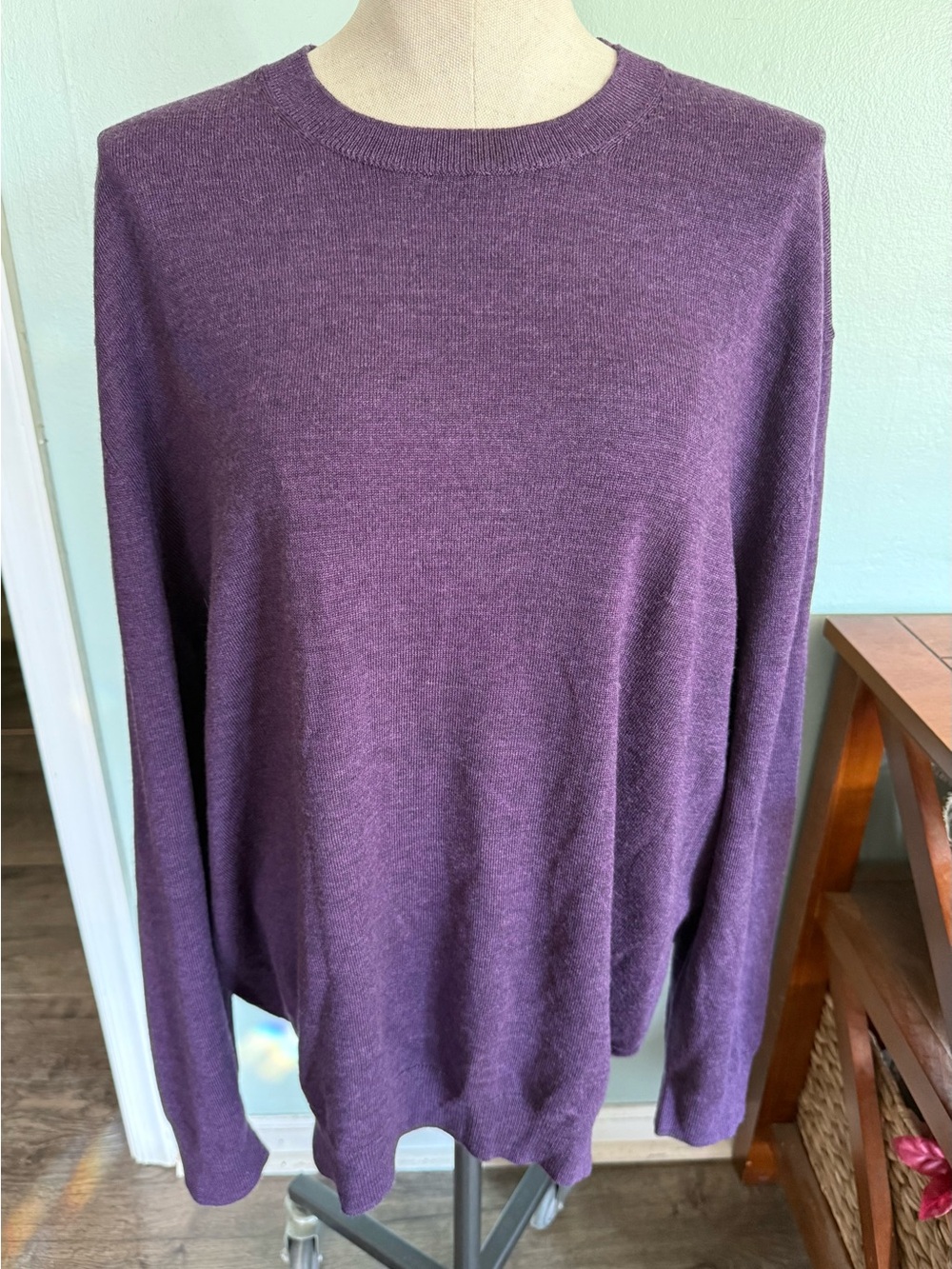 Jos A Bank Traveler Men’s Purple 100% Merino Wool Pullover Sweater Size 2X